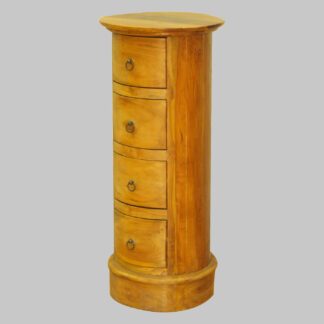 CD-Tower, rund, Teak-Holz, 4 Schubladen