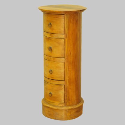 CD-Tower, rund, Teak-Holz, 4 Schubladen