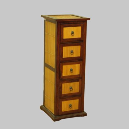 CD-Tower, Teak/Bambus mit 5 Schubladen