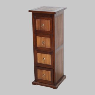 CD-Tower, Teak/Bambus mit 4 Schubladen