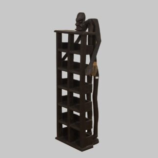 CD-Regal, 2-reihig, mit Asmat-Figur