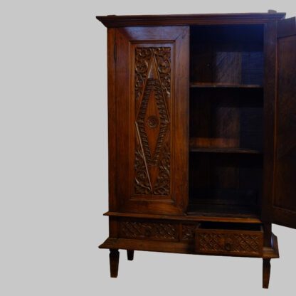 Java Schrank, Teak - Holz, feines Schnitzwerk – Bild 2