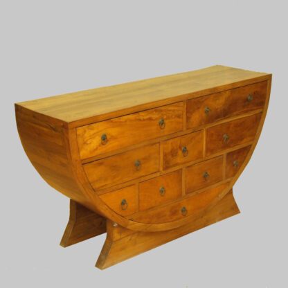 `SALATIGA´ Halbrunde Kommode aus altemTeakholz, 120x82x40cm