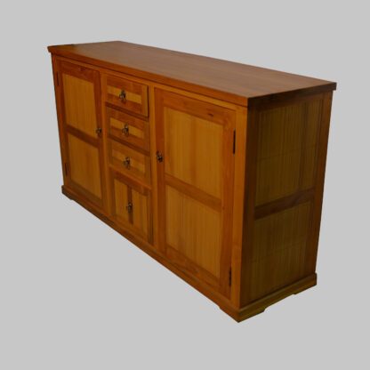 Sideboard Teak/Bambus 4 Schübe 2 Türen, 146 x 80 – Bild 2