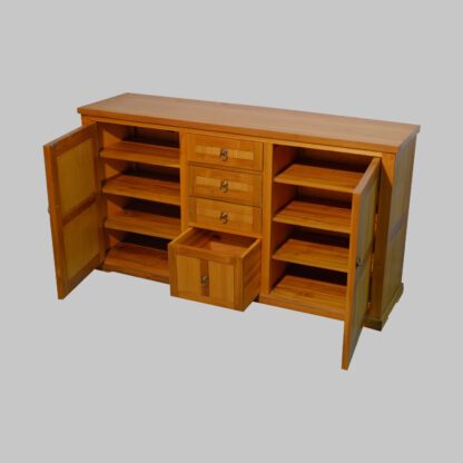 Sideboard Teak/Bambus 4 Schübe 2 Türen, 146 x 80 – Bild 3
