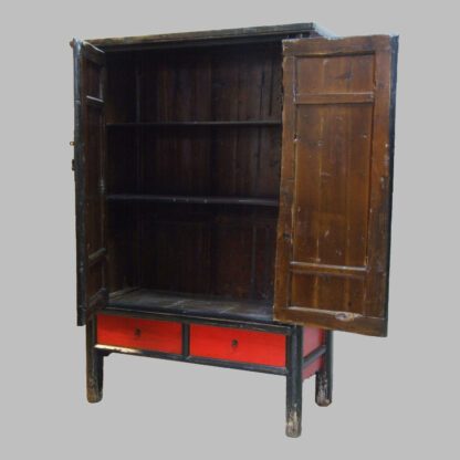 Großer antiker China Schrank Schwarz Rot 210 x 142 cm – Bild 2