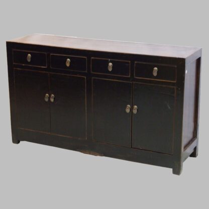 Altes, schwarzes Sideboard mit 4 Türen und 4 Schüben
