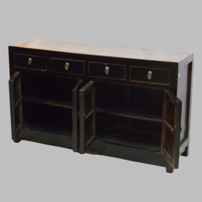 Altes, schwarzes Sideboard mit 4 Türen und 4 Schüben – Bild 2