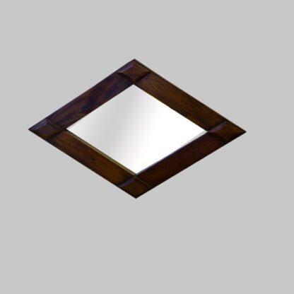 Spiegel mit Schliff, altes Teakholz, Raute-80x50