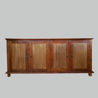 Sideboard 180cm vier Türen, Teak mit Bambus-Fronten