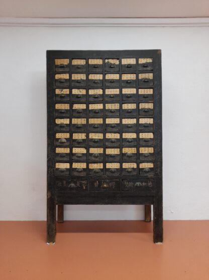 japanischer "Schrank der 199 Fächer"  :  Antiker Apothekerschrank, originale Beschriftung