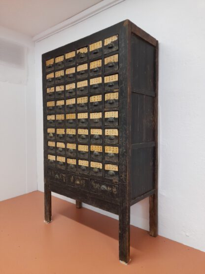 japanischer "Schrank der 199 Fächer"  :  Antiker Apothekerschrank, originale Beschriftung – Bild 2