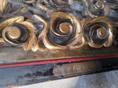zwei Wandsegmente aus Japan-Tempel , 18 Jhdt.  Blattgold, plastisches Schnitzwerk Lotus – Bild 6