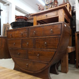 `SALATIGA´ Halbrunde Kommode aus altemTeakholz, 120x82x40cm