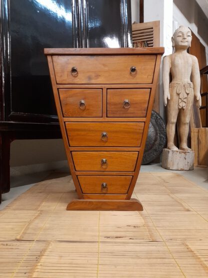 Kommode „Parabola 85“ TEAK , 6-Schubladen, hell