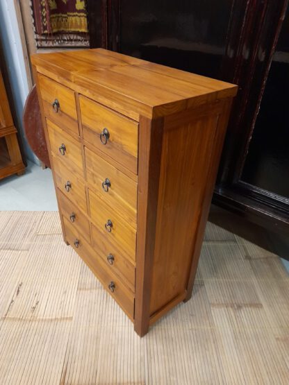 Schubladenkommode TEAK flach, 9 Schubladen, hell – Bild 2