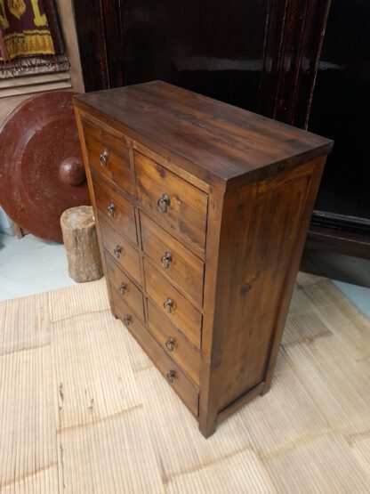 Schubladenkommode TEAK flach, 9 Schubladen, braun – Bild 2