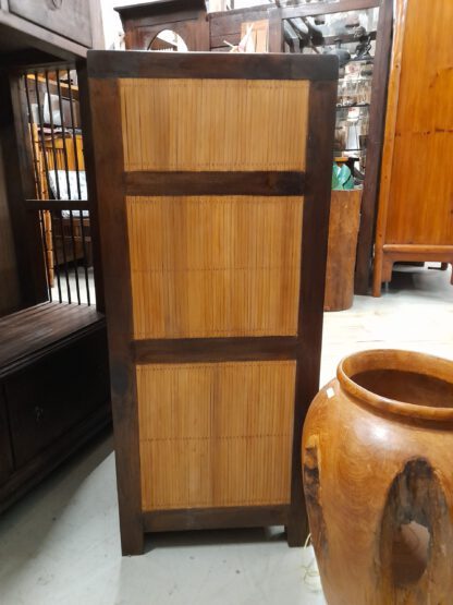 Teak Kommode m. Bambus-Füllungen 107 x 110 cm – Bild 4