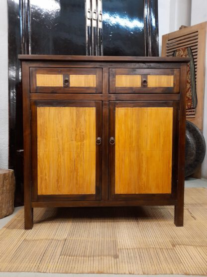 Teak Kommode m. Bambus-Füllungen 107 x 110 cm – Bild 2
