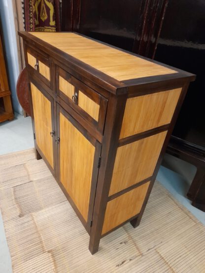 Teak Kommode m. Bambus-Füllungen 107 x 110 cm – Bild 3