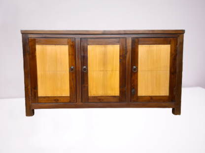 Teak Sideboard m. Bambus-Füllungen, 130 x 70 cm – Bild 2