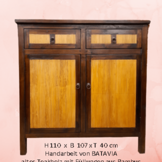 Teak Kommode m. Bambus-Füllungen 107 x 110 cm