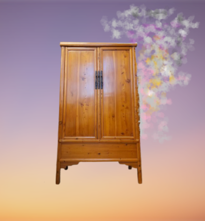 Antiker Edelholz Asia-Schrank "Hochzeitsschrank" Birne