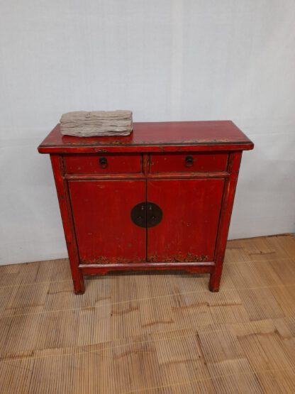 rote Kommode flach,  China Kommode geringe Tiefe, 110x110cm – Bild 2