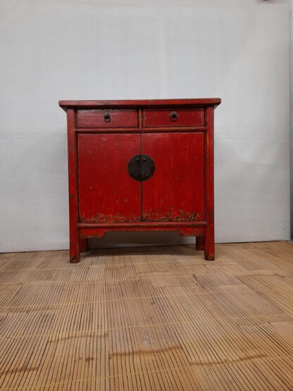 rote Kommode flach,  China Kommode geringe Tiefe, 110x110cm – Bild 3