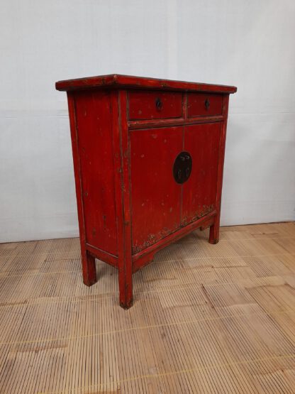 rote Kommode flach,  China Kommode geringe Tiefe, 110x110cm