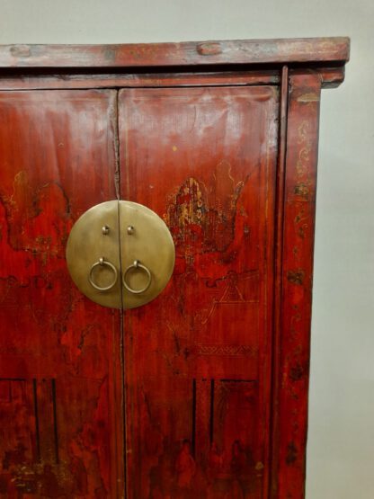 Historischer Asia Schrank Rot 190cm – Bild 3