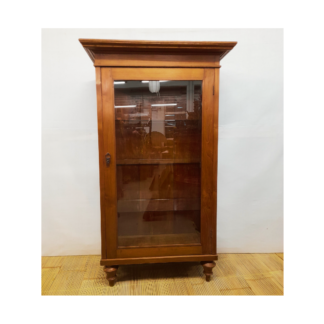 Teak Vitrine - Unikat: antik, beleuchtet, drei Seiten Glas, Art Deco Elemente