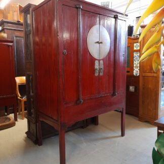 Asia Schrank 200 x 130 cm großer roter "Hochzeitsschrank" antik