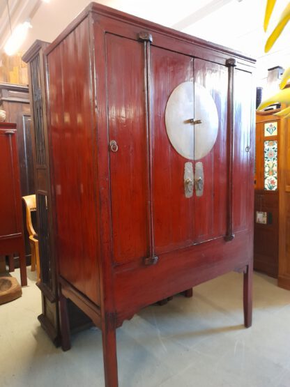 Asia Schrank 200 x 130 cm großer roter "Hochzeitsschrank" antik – Bild 3