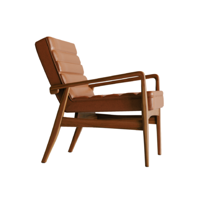 Ledersessel Teak tuck & roll – Bild 2