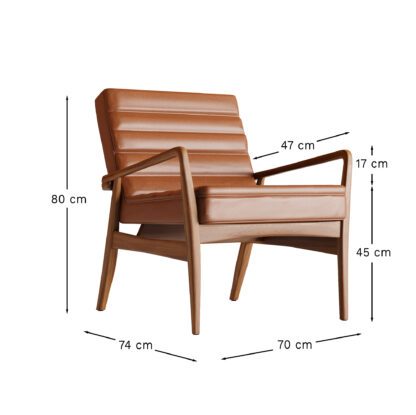 Ledersessel Teak tuck & roll – Bild 4