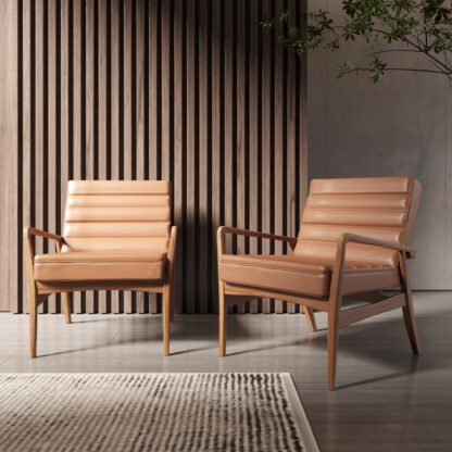 Ledersessel Teak tuck & roll