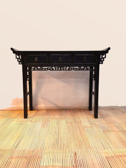 antiker Konsoltisch/ schwarzer Wandtisch 125 x 90 x 35 cm Altartisch – Bild 4