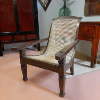Antique Teak Planter's Chair, /'Lazy Chair'. Teakholz-Liegestuhl