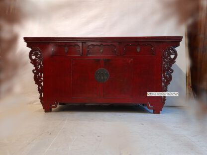 Antikes Asia Sideboard Rot-Schwarz,  red/black marriage dresser – Bild 2