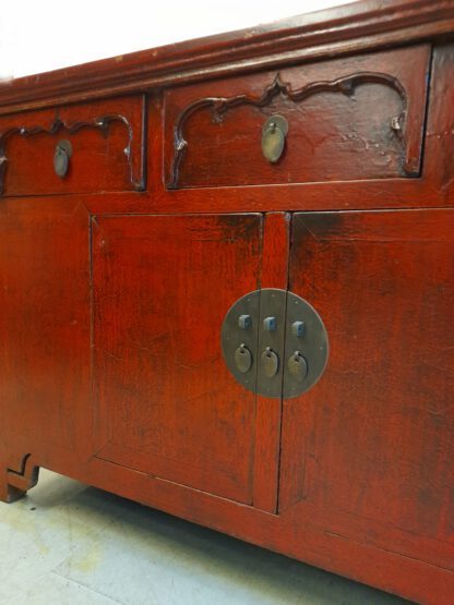 Antikes Asia Sideboard Rot-Schwarz,  red/black marriage dresser – Bild 11