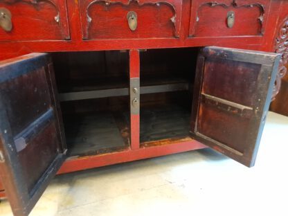 Antikes Asia Sideboard Rot-Schwarz,  red/black marriage dresser – Bild 9