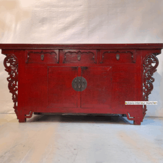 Antikes Asia Sideboard Rot-Schwarz,  red/black marriage dresser